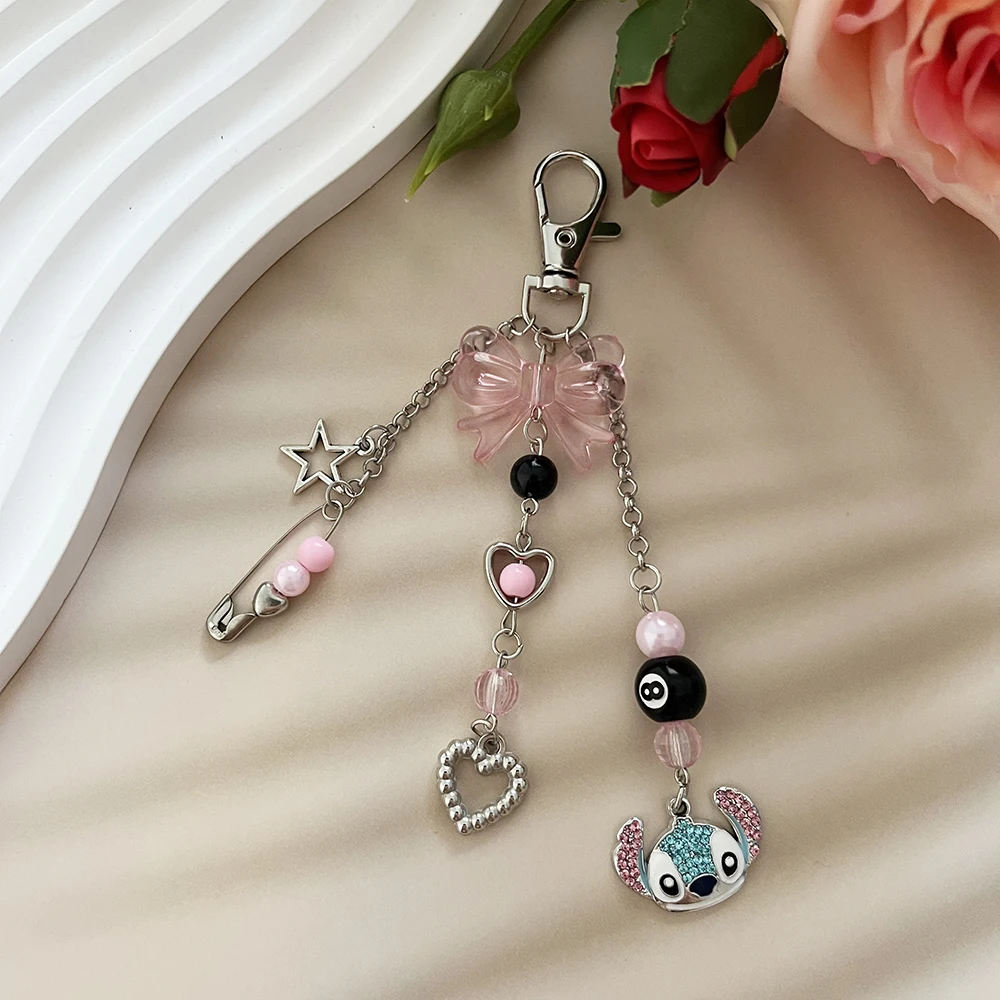 Y2K Stitch sleutelhanger charme boog hart ster hangers Kawaii Goth tas ketting schattig accessoire voor trendy tassen