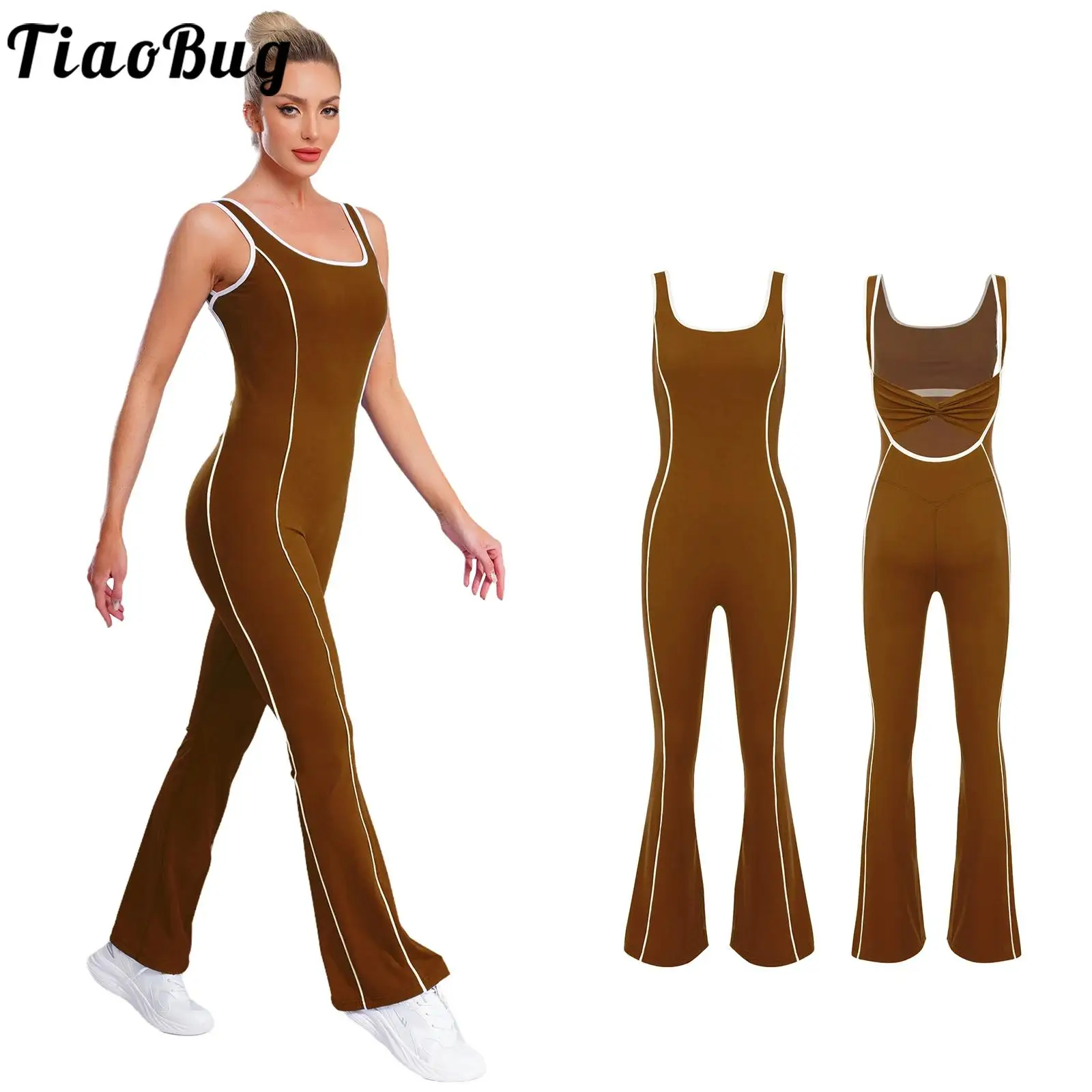 

Женский эластичный спортивный комбинезон для занятий йогой и пилатесом, спортивный боди без рукавов со встроенным бюстгальтером для фитнеса, спортивных упражнений