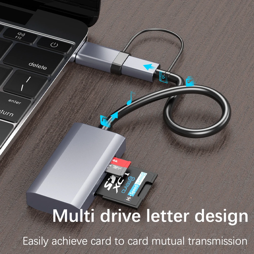 UTHAI TF24 ملحقات الكمبيوتر المحمول Type-C إلى USB 3.0 HUB SD TF هاتف الكمبيوتر OTG متعدد الوظائف قارئ بطاقات عالي السرعة