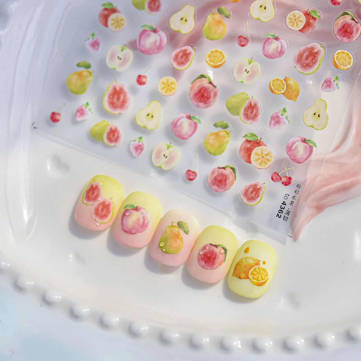 1 pçs 5d morango melancia maçã arte do prego adesivos suprimentos da arte do prego frutas coloridas decoração da arte do prego