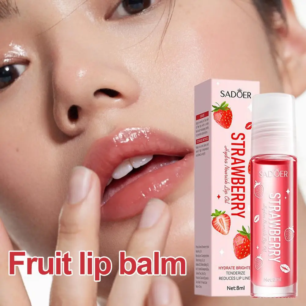 Aardbeienlippenbalsem Natuurlijk fruitextract Verrijkt met vitamine E Hydraterend Niet plakkerig Lichtgewicht Draagbaar voor droge lippen Hydr B1R8