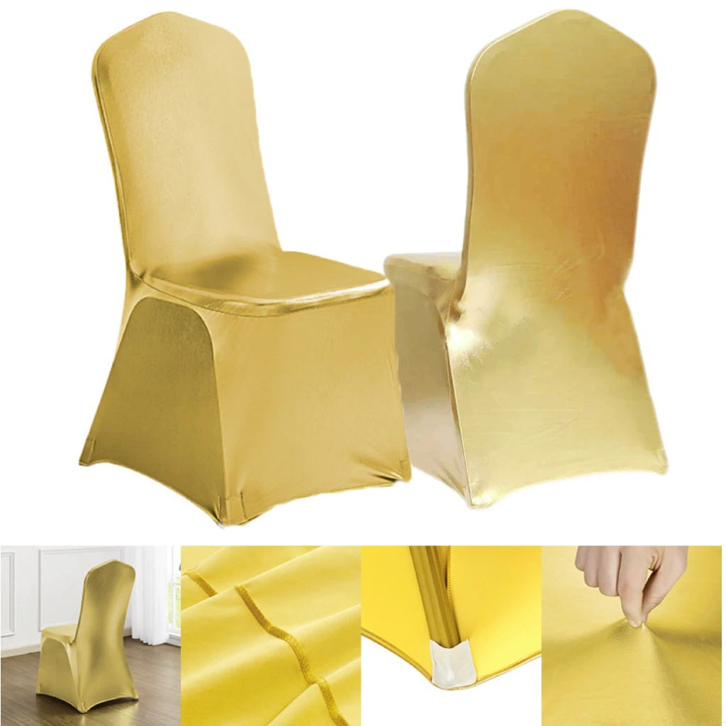 

Bronzing Elastic Chair Gold Banquet Stretch Spandex Chair Cover for Party,Weddind,Hotels,Restaurants Chair Decoration