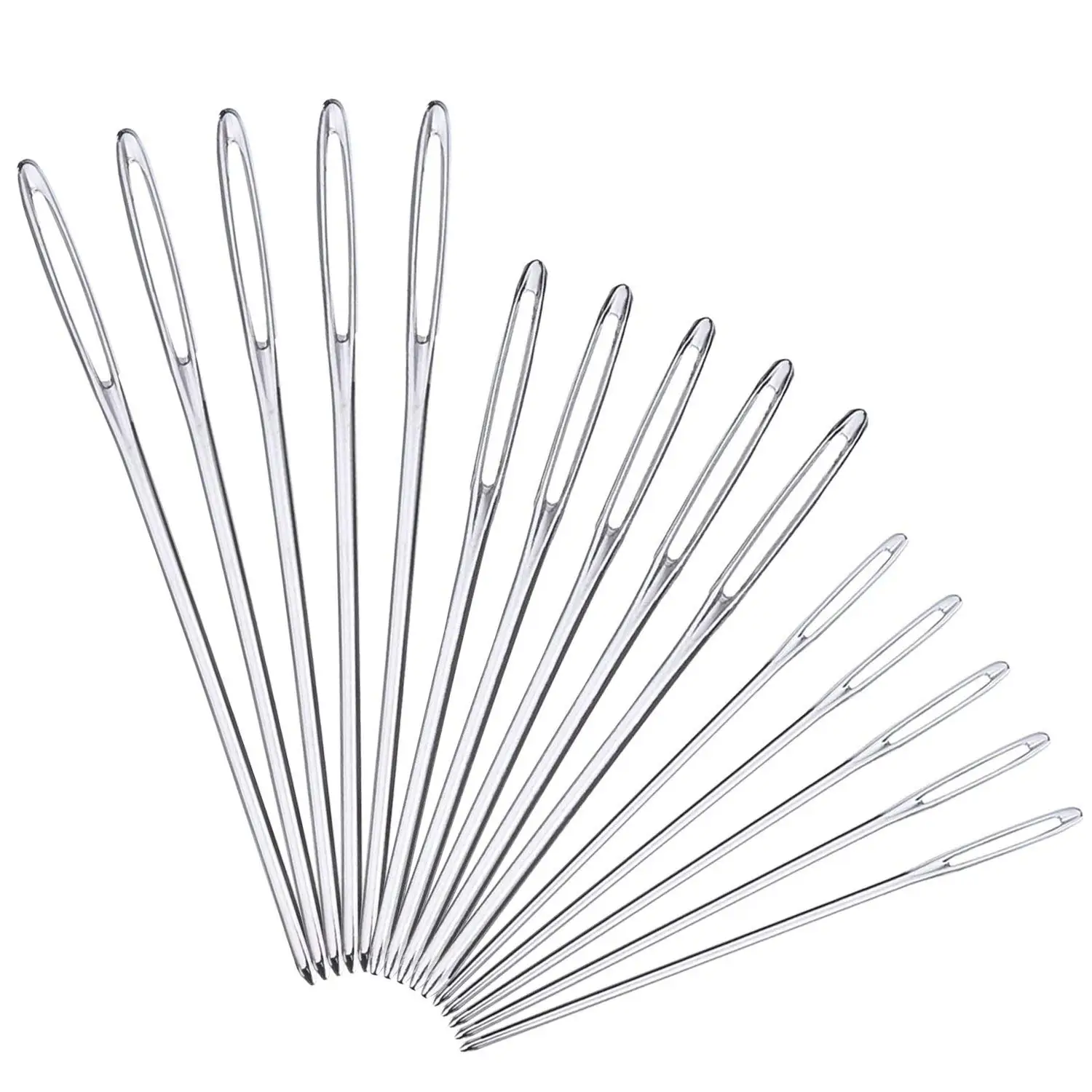 15 Pieces Blunt Needles stainless steel Large-Eye Yarn Knitting Needles Sewing Needles, 3 Sizes