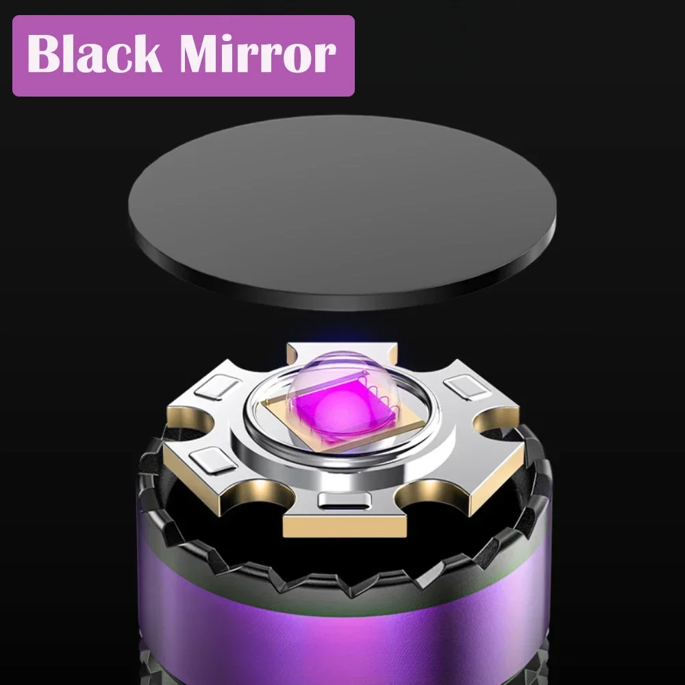 Powerful 80W UV Flashlight 4-cores 365nm Black Mirror Portable Purple Torch Black Light Type-C Rechargeable Ultraviolet Lantern