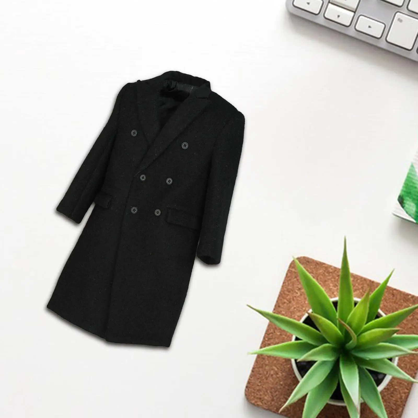 

1/6 Scale Figure Trench Coat Dress up Retro Mini Long Sleeved Coat Outwear for