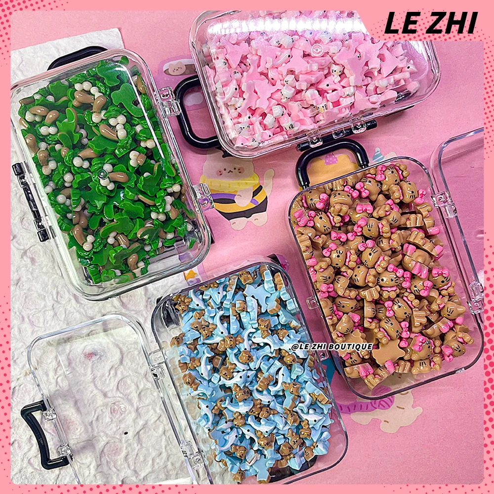 100/200Pcs Sanrio Hello Kitty Small Suitcase Nail Accessories Anime Cartoon Pool Party Charm Nail Decoration Party Stickers