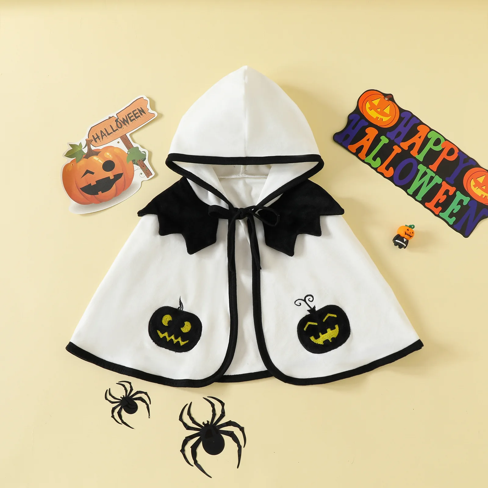 Kids Girls Clothes Cute Pumpkin Halloween Cosplay Costume White Orange Hooded Children Cloak Soft Toddler Boys Cape Party Gifts