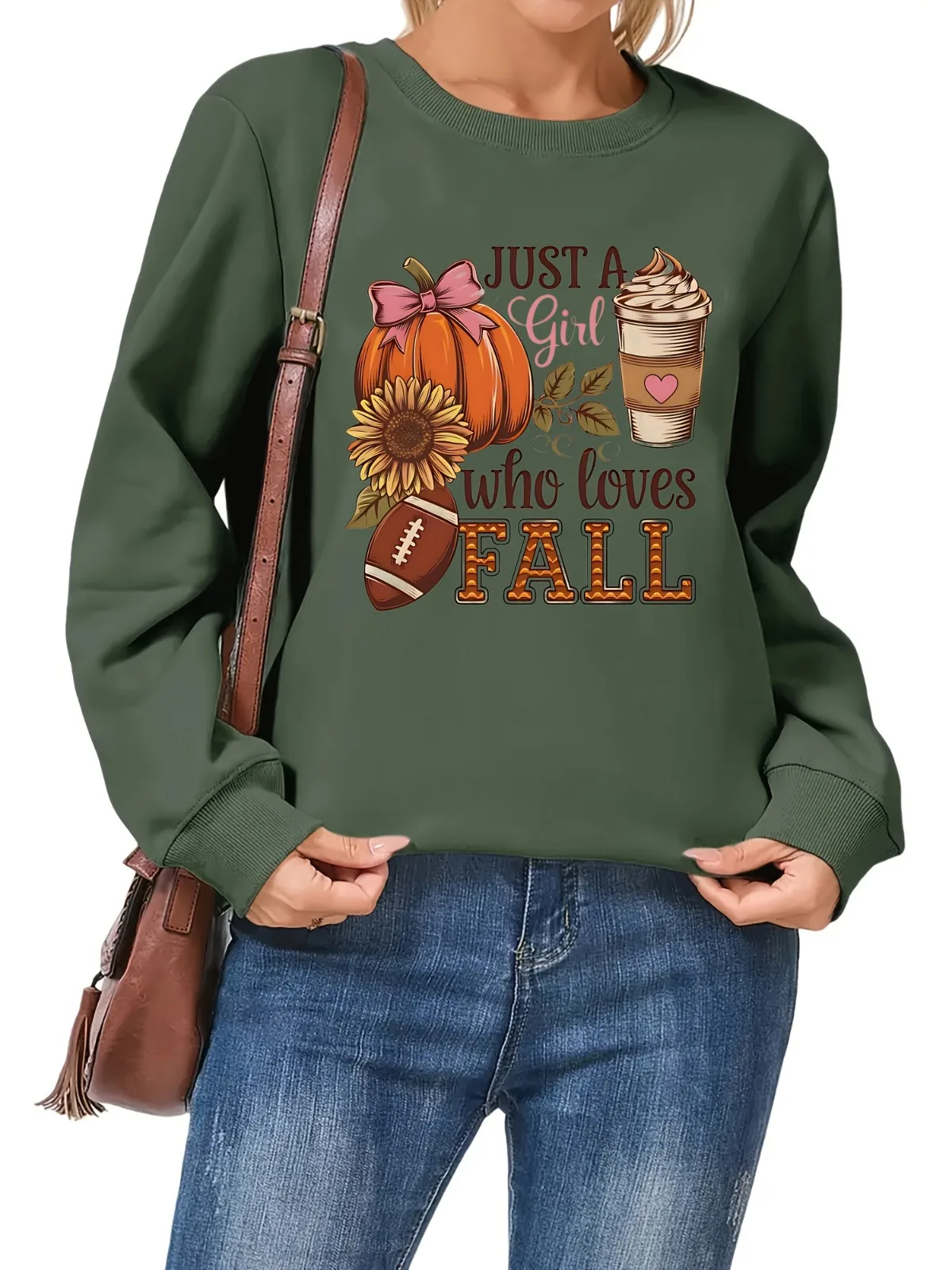 

Женская повседневная модная толстовка с рисунком подсолнуха, удобный пуловер, толстовка с длинными рукавами и круглым вырезом в виде тыквы, латте