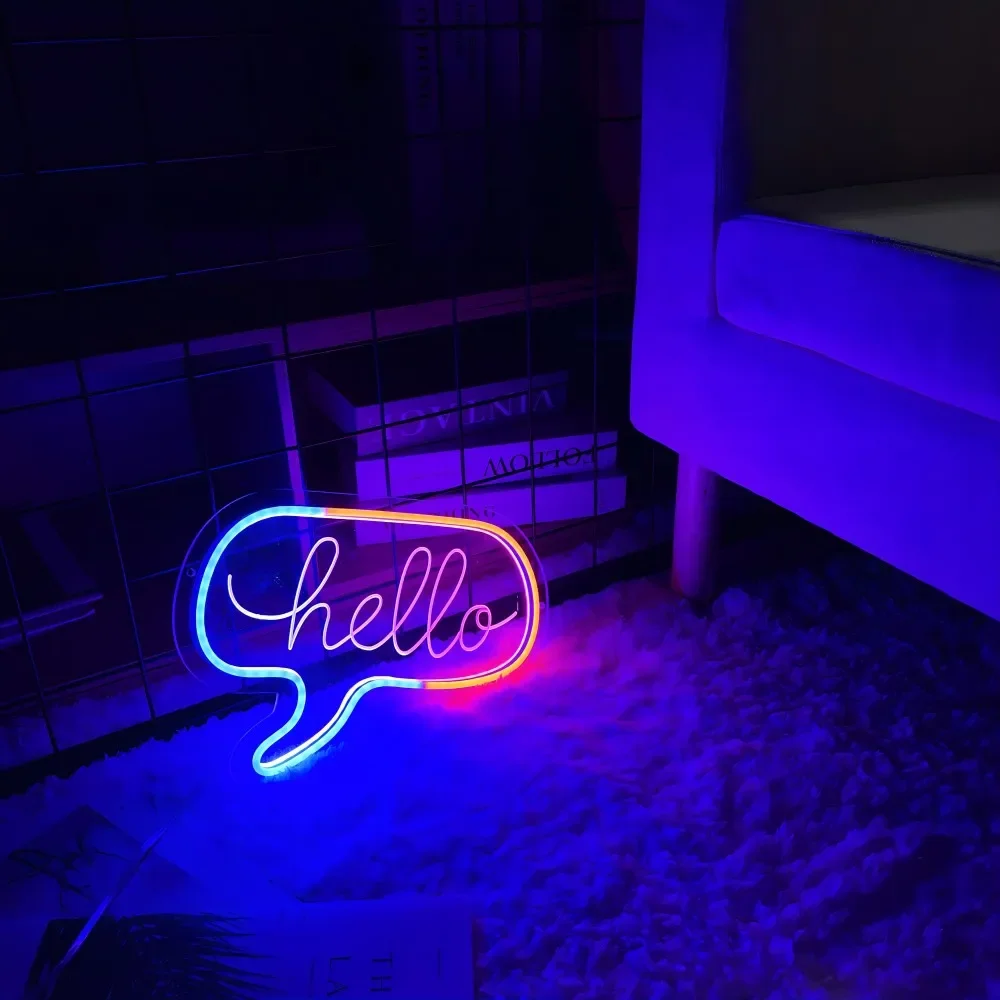 Hello Neon Teken Graveren Persoonlijkheid Led Verlichting Letters Voor Kamer Decors Esthetische Koffiebar Neon Wanddecoratie Ondersteuning Custom