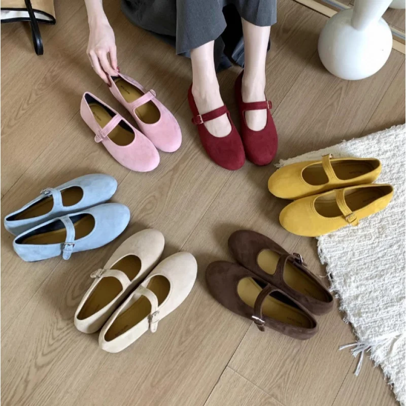 Mary Jeans Flache Schuhe Frauen Runde Kappe Hand Stich Samt Tuch Schuhe Damen Casual Weiche Bequeme Ballett Schuhe Müßiggänger