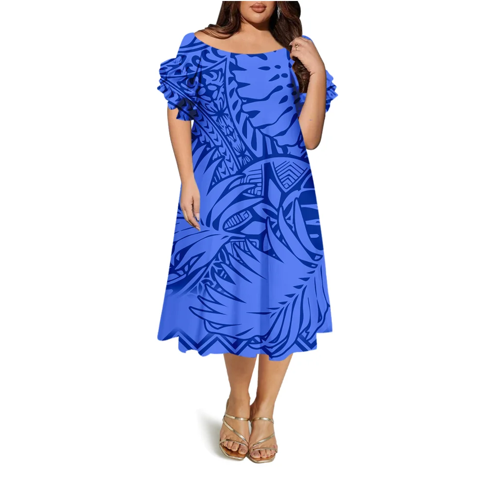 

Новое женское платье с круглым вырезом и короткими рукавами, элегантное и свободное длинное вечернее платье на заказ из Полинезии и островов Самоа