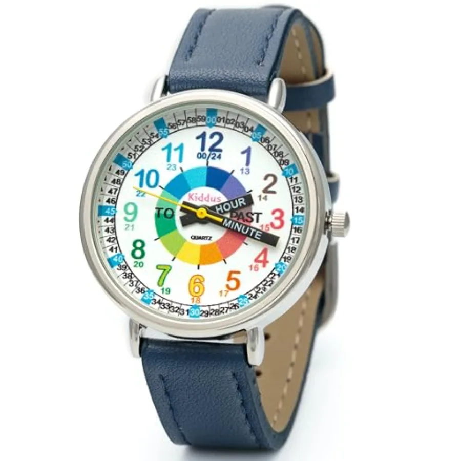 

Watches Boy and Girl Ages 6-12 Analog Time Teacher with Exercises. Japanese Quartz Movement. Easy to Read and Learn Time. Girls