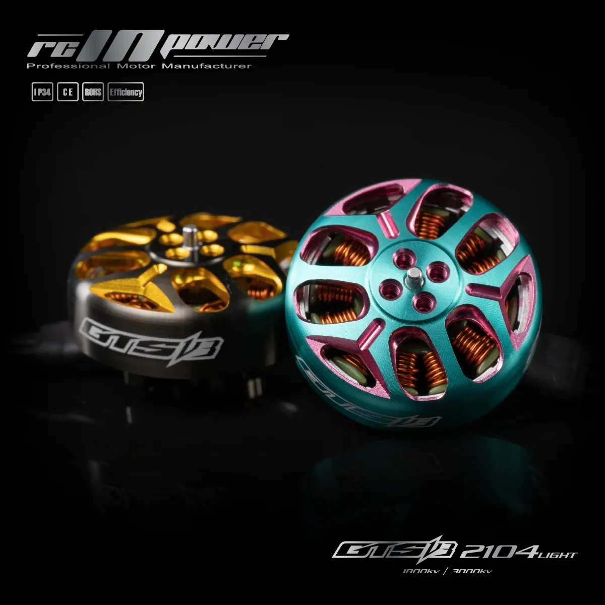 

Rcinpower GTS V3 2104 T LIGHT 1800KV Gun Metal Gold Teal Blue Pink 3-6s Brushless Motor For 3.5 inch 4 inch FPV Drone