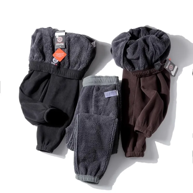 

Thiened Lamb Velvet Men's Casual Pants Loose Waist Dstring Lightweight Winter Warm Trousers Faion Urban Sle Long Pants