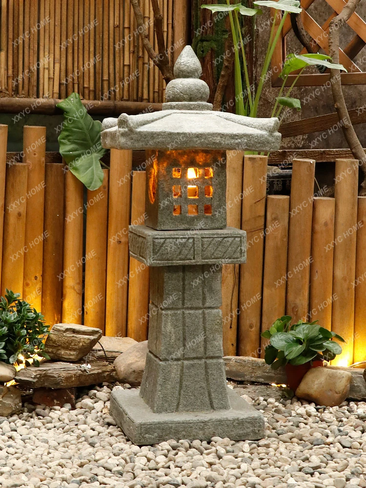 Artistic Sandstone Garden Courtyard Balcony Landscape Solar Lantern Rockery Zen Landscape Gardening Stone-Look Lamp