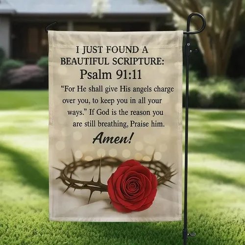 Christian with Psalm 9111 Bible Verse Religious Faith Flag Graden Flag XXQ