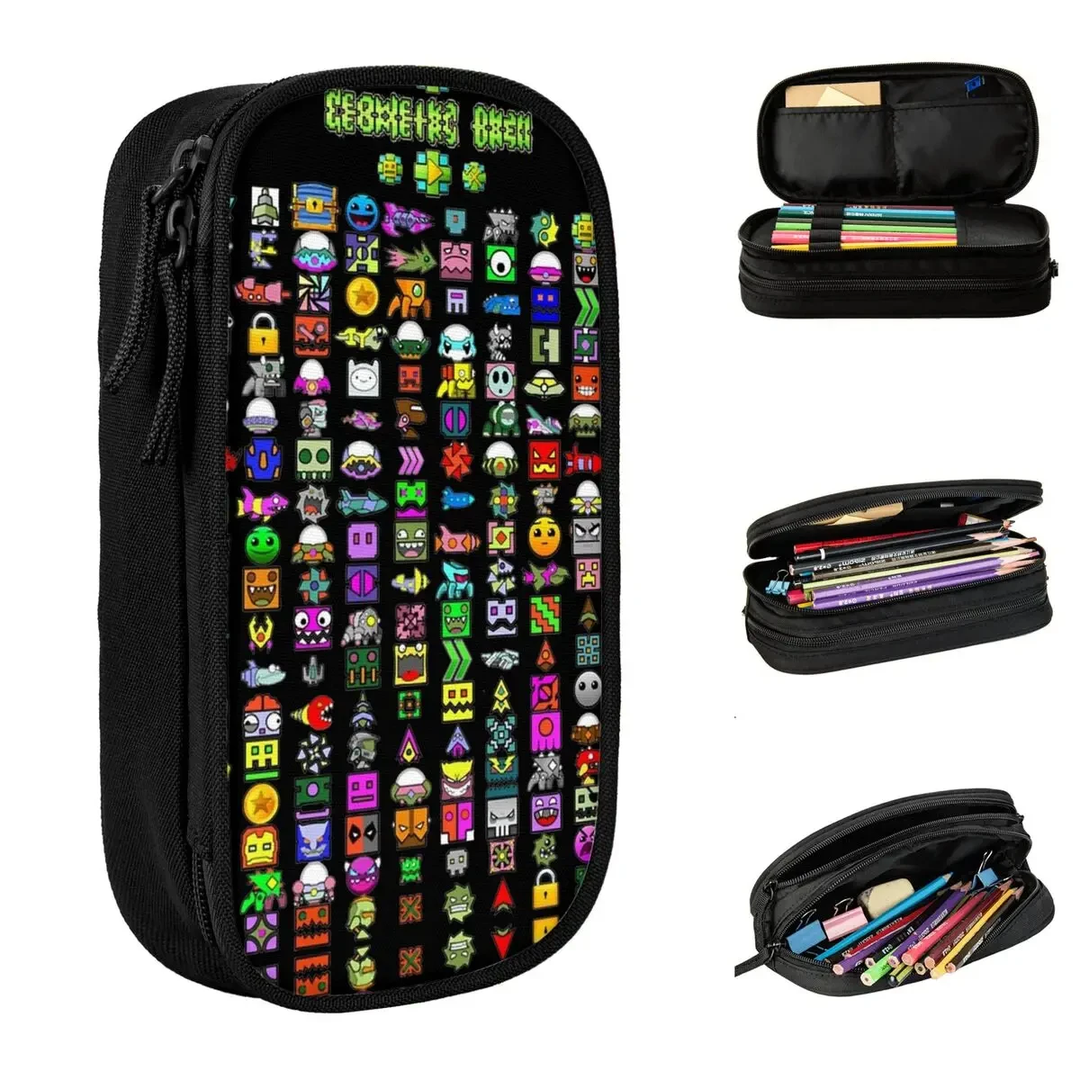 

My Unlocks Cube Geometry Dash Pencil Case Double Layer Large-capacity School Accessories Pencilcase Amazing Gift