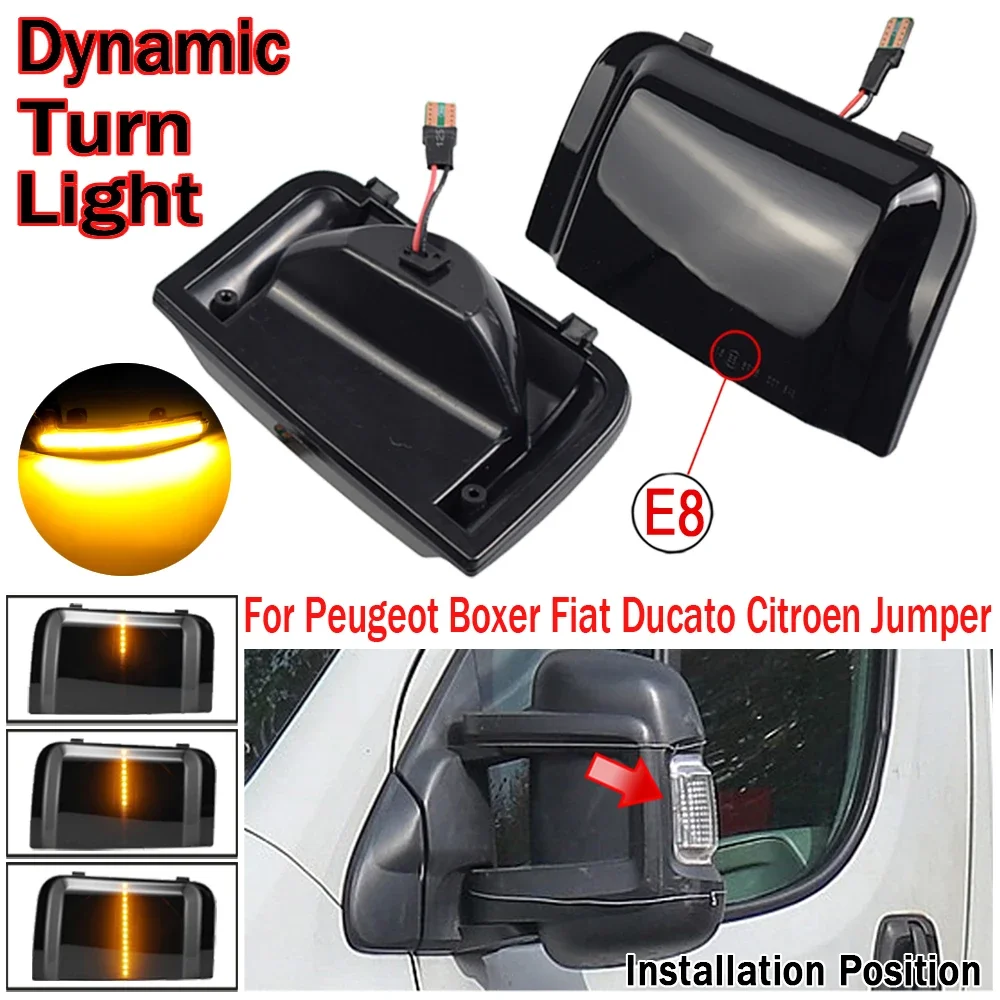 2pcs For Peugeot Boxer Fiat Ducato Citroen Jumper RAM PROMASTER Dynamic Turn Signal Light LED Side Mirror Sequential Indicator