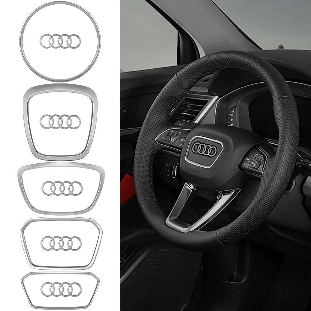 Car Styling Steering Wheel Center Logo Covers Sticker Trim Interior For AudiA3 A4L A5 A6L A7 Q3 Q5 Q7 SQ5 Q5L Q8 Car Accessories