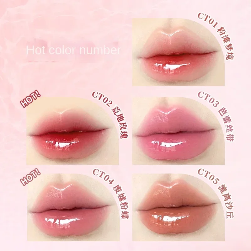 DEZONE Dual-ended Glossy Lip Glaze Mirror ลิปสติก Liquid Lip Liner Non-Stick Lip Pencil Moisturizer เครื่องสําอางวิตามิน E