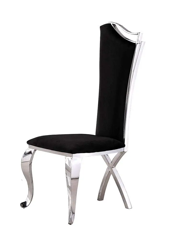 High Back Dining Chairs Set 2 Chrome X-Legs Velvet Upholstered Shield Back Side Chairs Luxury Accent Dining Room, Customized