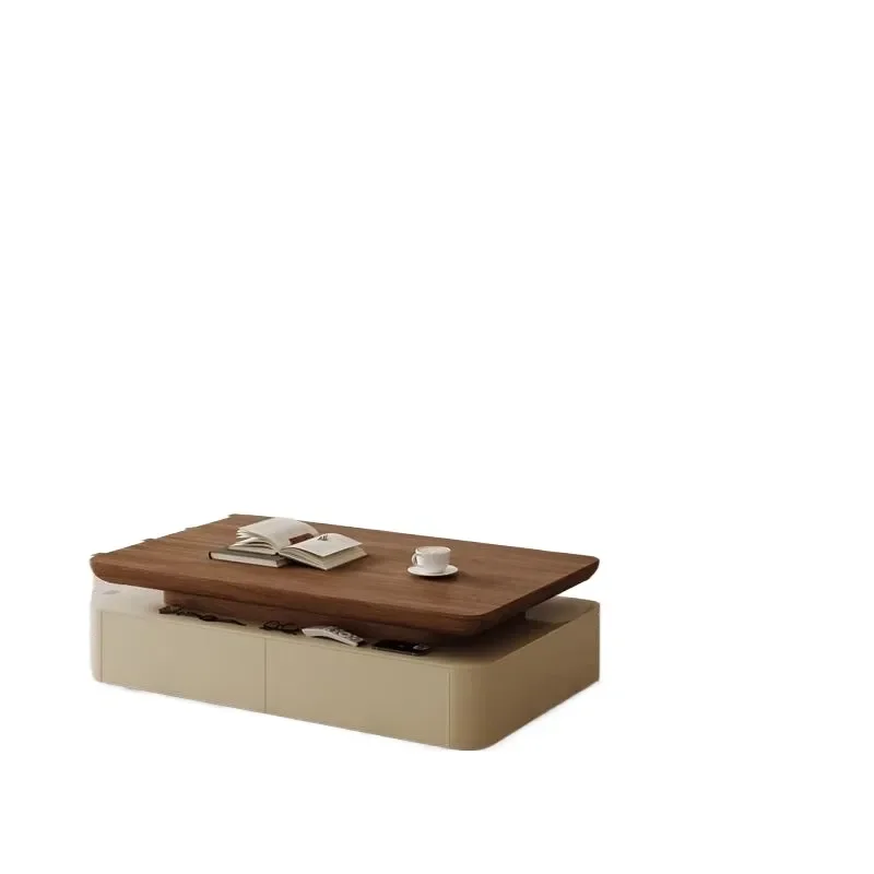 Modern Simple Cream Style TV Cabinet and Coffee Table Combo Light Luxury Floor Standing Media Console for Small Apartment