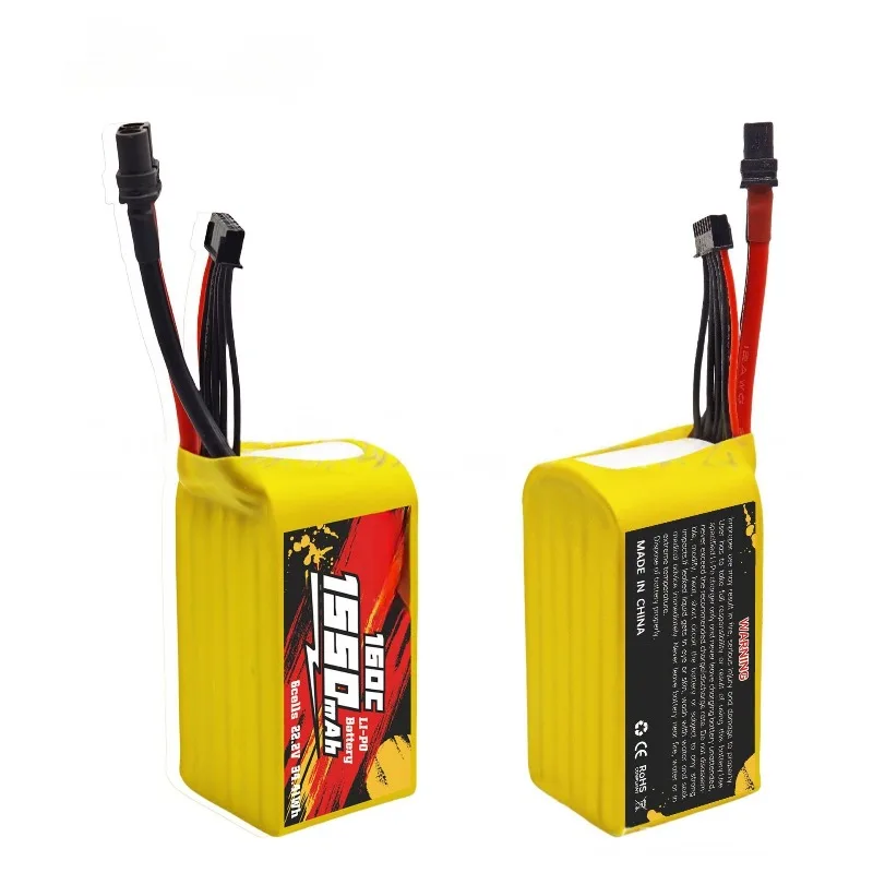 1550mAh 6S1P 22.2V 160C High-rate Lithium Battery for FPV Racing Drone LIPO RC Model Drone Battery Racing Rechargeable Battery