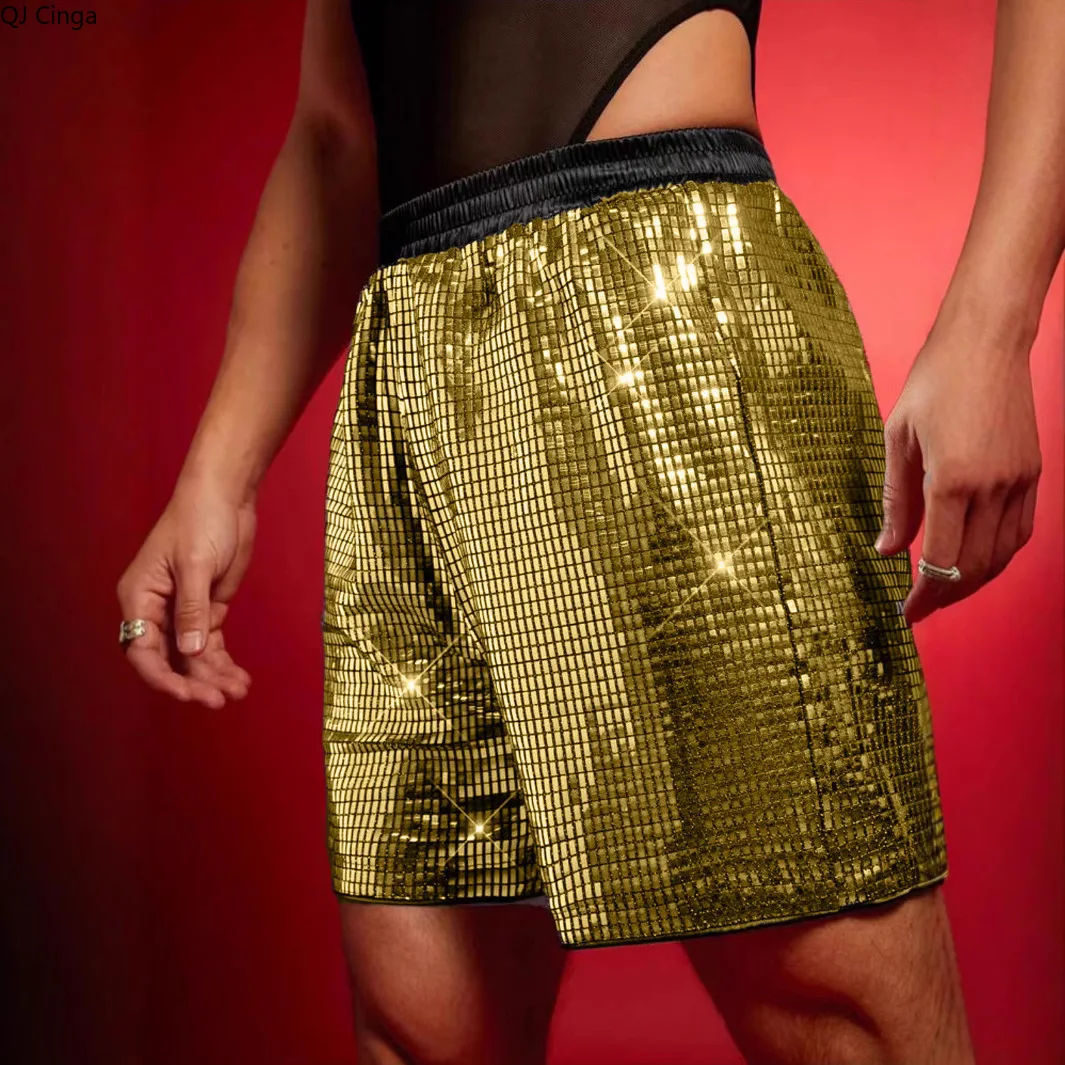 

Новые летние мужские шорты в золотую клетку на шнурке, серебряные повседневные спортивные шорты, бордовые брюки длиной до колена.