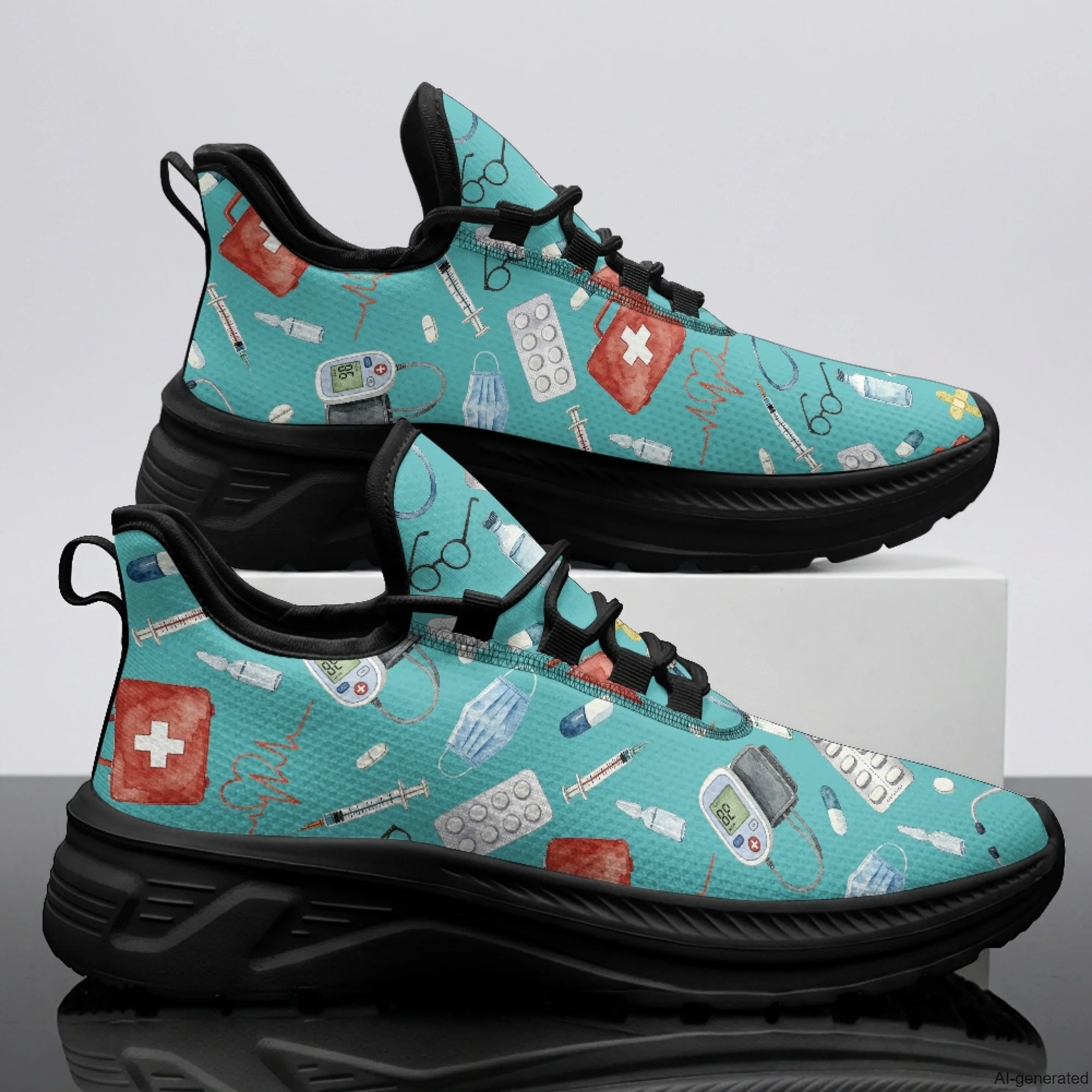 XIXIRIMIDO Womens Walking Shoes Nurse Shoes Nurse Sneakers Mens Gym Sports Casual Fashion Shoes Medical Pattern Shoes 35-48