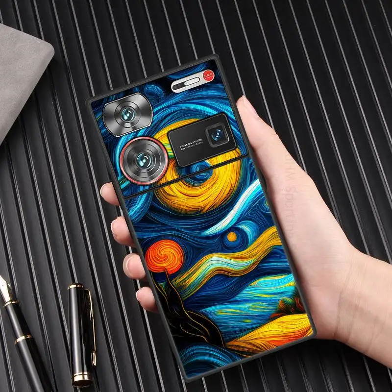 Capa For ZTE nubia Z60 Ultra Starry Night Moon Leather Phone Case For Nubia Z50S Pro Soft Silicone Cover For Nubia Z60 Z50 Ultra