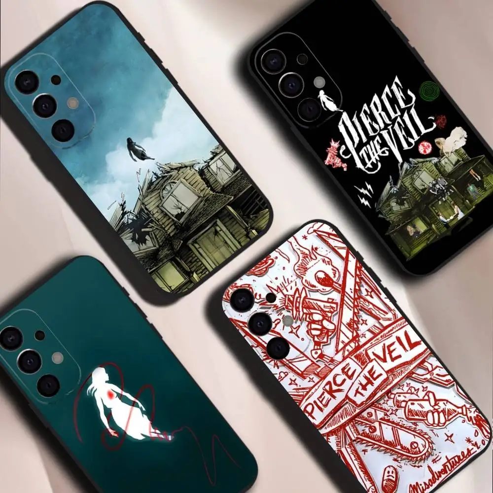 

P-Pierce The Veil Band Phone Case For Samsung S26,S25,S24,21,22,23,30,Ultra,20,Plus,Note,10,9,Black soft silicone case