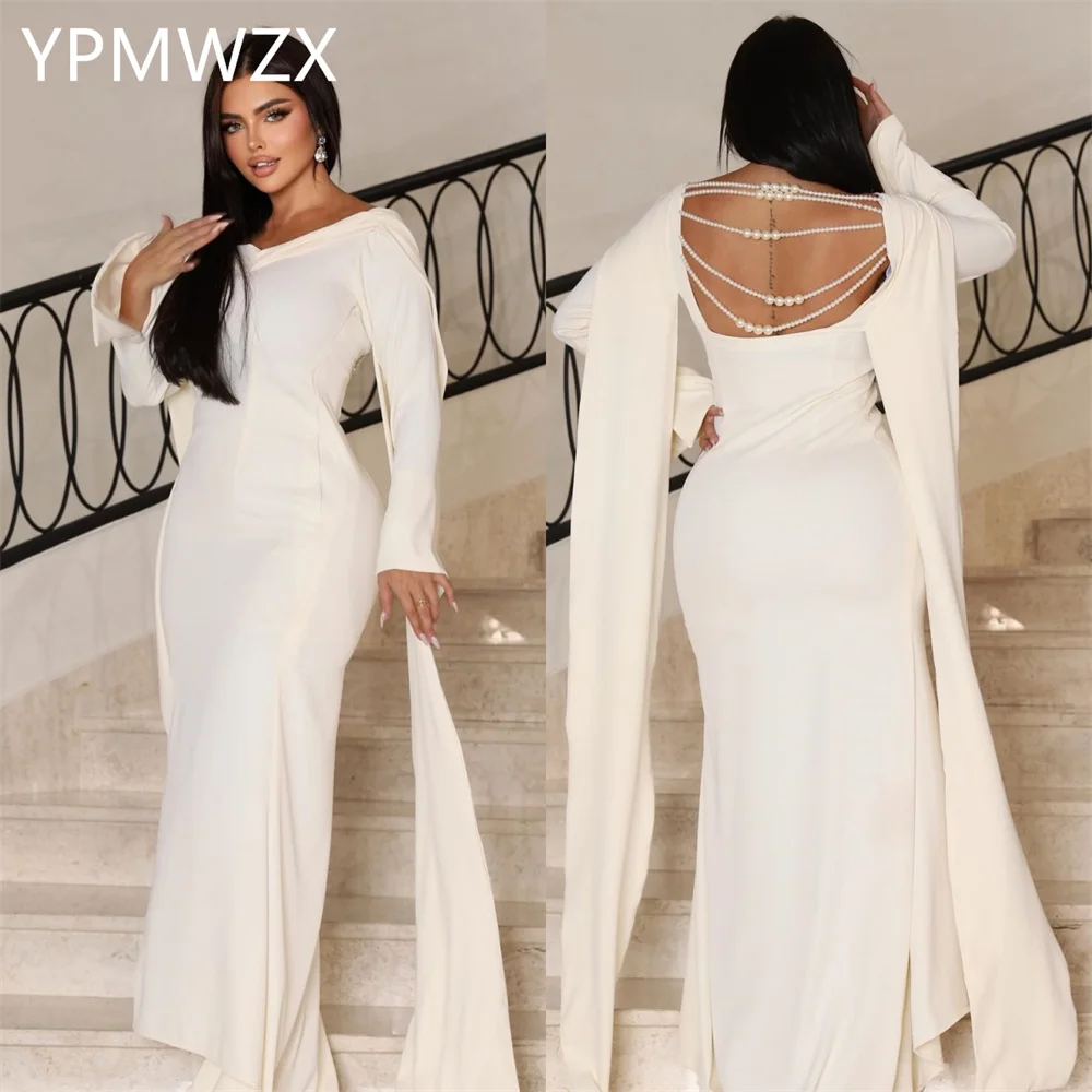 

Customized Evening Dress Formal Women Prom Gown YPMWZX Jewel Column Floor Length Skirts Vertically Bespoke Occasion Dresses Part