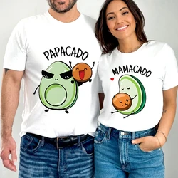 Kawaii Papacado Mamacado Print Couple Matching Cartoon Tshirt Summer Women Men Funny Graphic Tshirts Lovers Streetwear Tops Tees