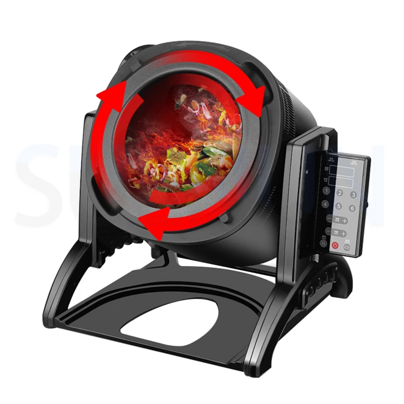 Freidora de tambor comercial, máquina de arroz frito, sartén inteligente, Robot multifunción, automática