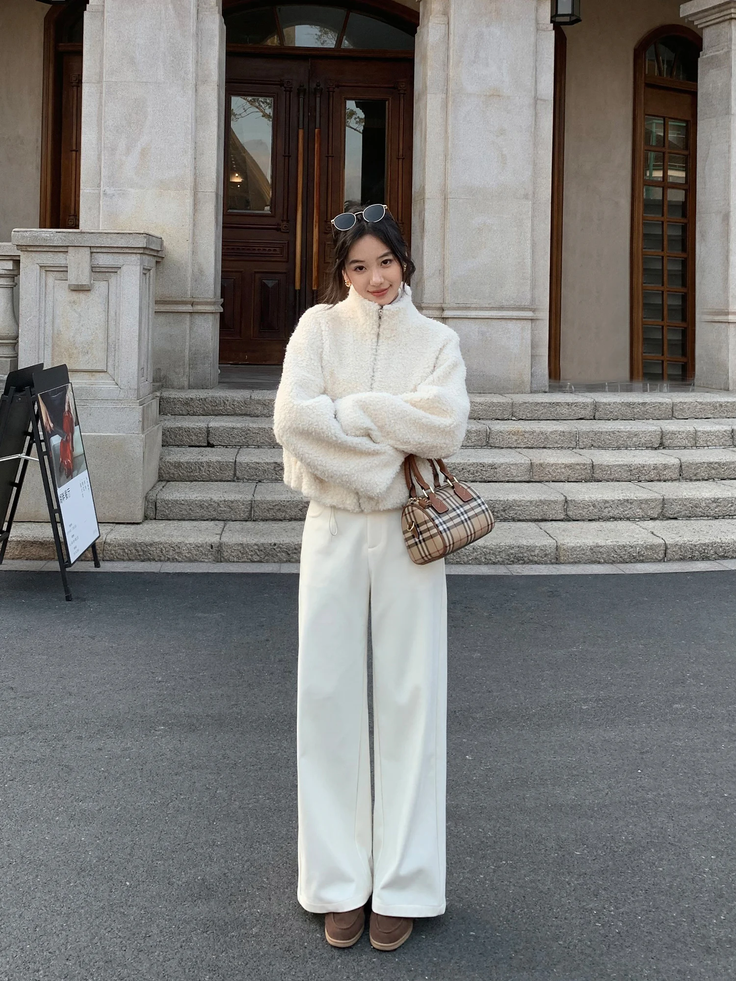 

Mulvan Casual High Waist Knitted Wide Leg Pants Women's Loose Straight Floor-Length Trousers l Waist Polyester Fiber