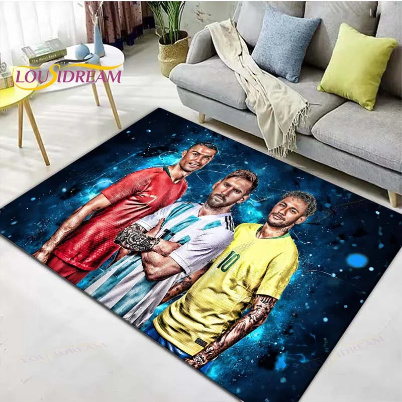 Football Star R-Ronaldo M-Messi N-Neymar Printed Carpet Outdoor Rug Area Rug Non-slip Carpet Bedroom Decor Carpet for Room Gift