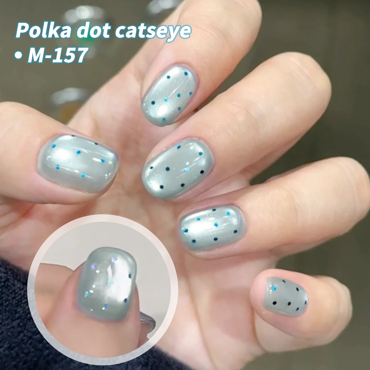 1PC 15Ml ポルカドットキャットアイジェルネイルポリッシュ、UV LED硬化、長時間持続する速乾性ネイルアートジェル - 女性への理想的なギフト