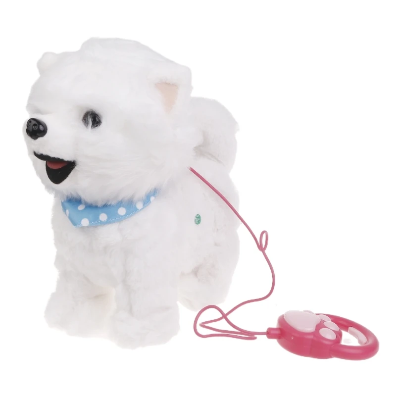 Realistic Walking Dog Toy Electronic Plush Pet Puppy Leash Dog Toy Kids Interactive Crawl Learning Toy Toddler Fun Gift N84E