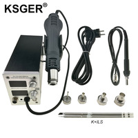 KSGER 2 In 1 SMD Rework Hot Air Gun T12 Soldering Iron Station & Desoldering DIY Kits Vacuum Electric Controller OLED Welding