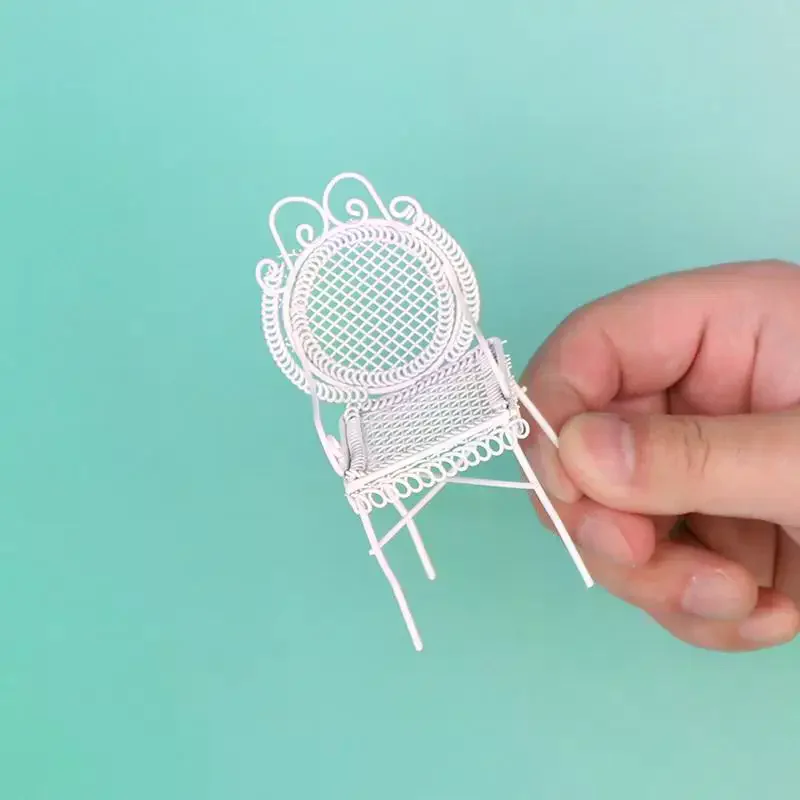 Mini Table et chaise octogonales en fer, 3 pièces, modèle 1/12, ensemble de meubles miniatures pour maison de poupée, jouet de jeu pour enfants