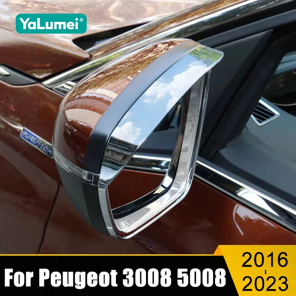 

For Peugeot 3008 5008 GT 2016 2017 2018 2019 2020 2021 2022 2023 Hybrid Car Rearview Mirror Eyebrow Rainproof Rain Trims Cover