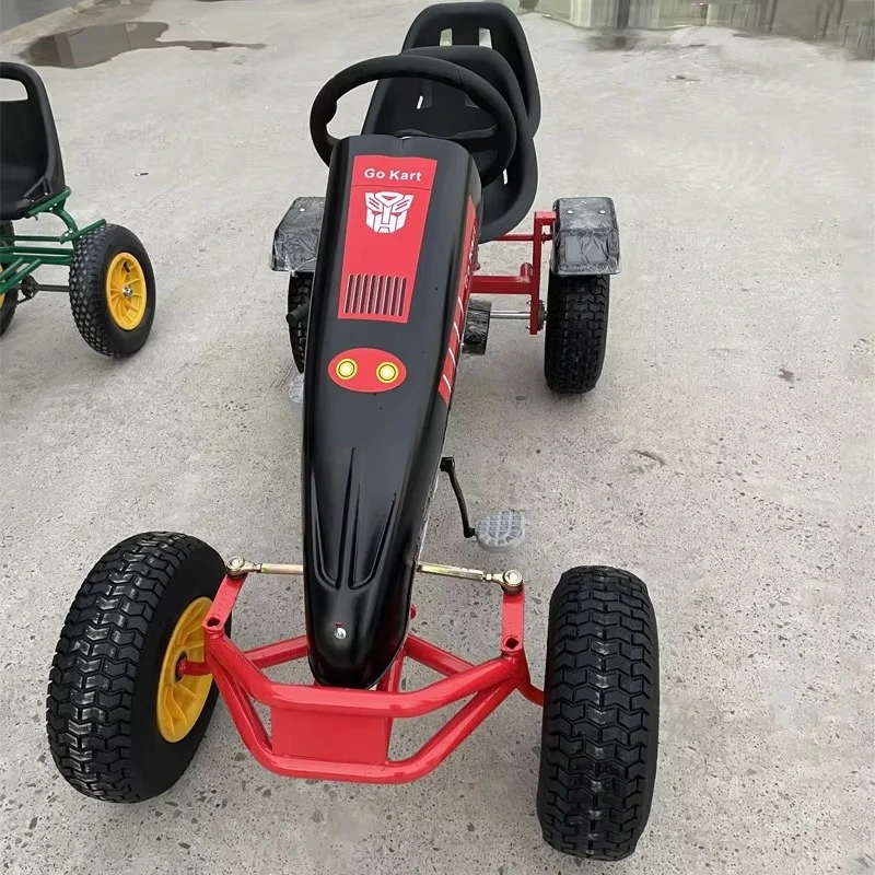 Space-Efficient Tandem Pedal Go Kart - 200x100x70cm Double Seat Kart for Small Park Zones