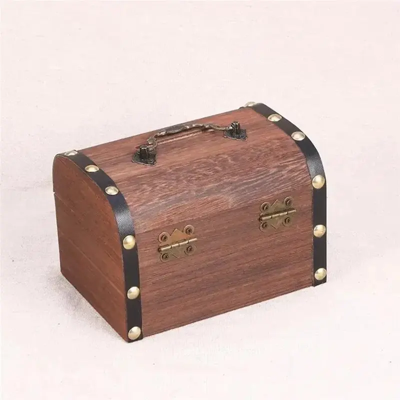 【المنتجات الساخنة】صندوق الكنز مع قفل للديكور المنزلي صندوق تخزين على الطراز العتيق منظم صندوق توفير مع Secu #5