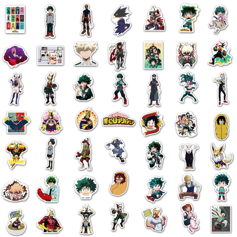 10/30/50/100pcs My Hero Academia Stickers Deku Anime Sticker Motorcycle Stationery Luggage Bakugou Katsuki All Might Decal Toy