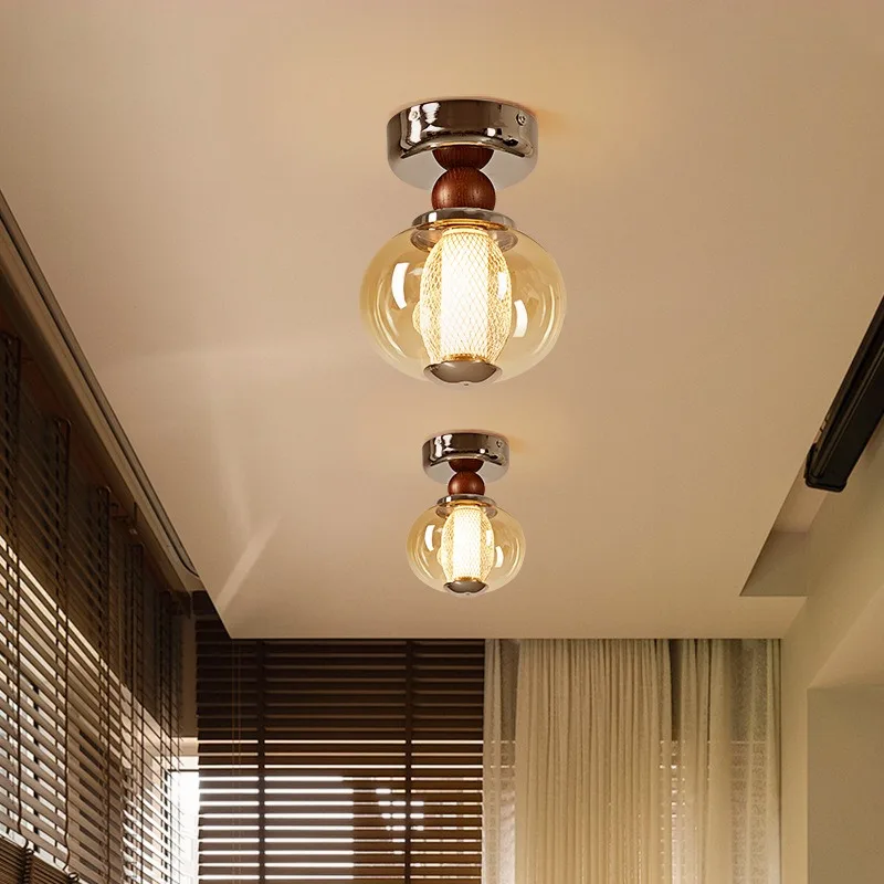 French Special Design Aisle New Balcony Corridor Light Advanced Glass Ceiling Light Simple Bedside Round Ceiling Lamp