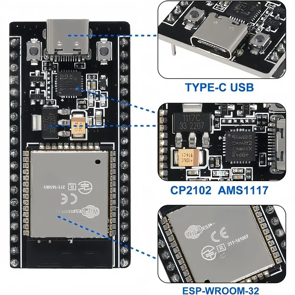 Professional with Wireless Module ESP32 Board CP2102 Type-C/USB Development Board AMS1117 ESP32 38P Kit Electronic Accessories