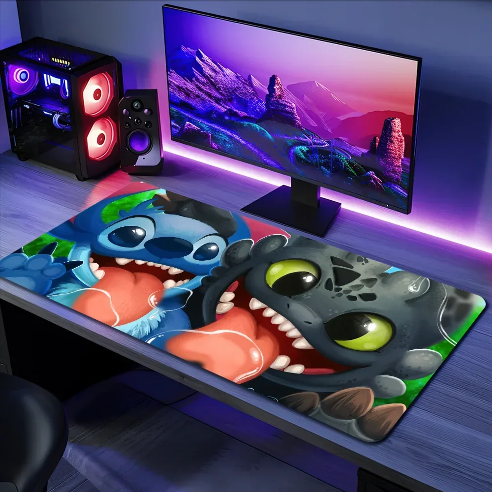 Alfombrilla de ratón MINISO de dibujos animados Leroy S-Stitch S, alfombrillas para teclado, alfombrilla grande para ratón de oficina, juego de ordenador, alfombrilla grande de goma antideslizante para ratón de PC