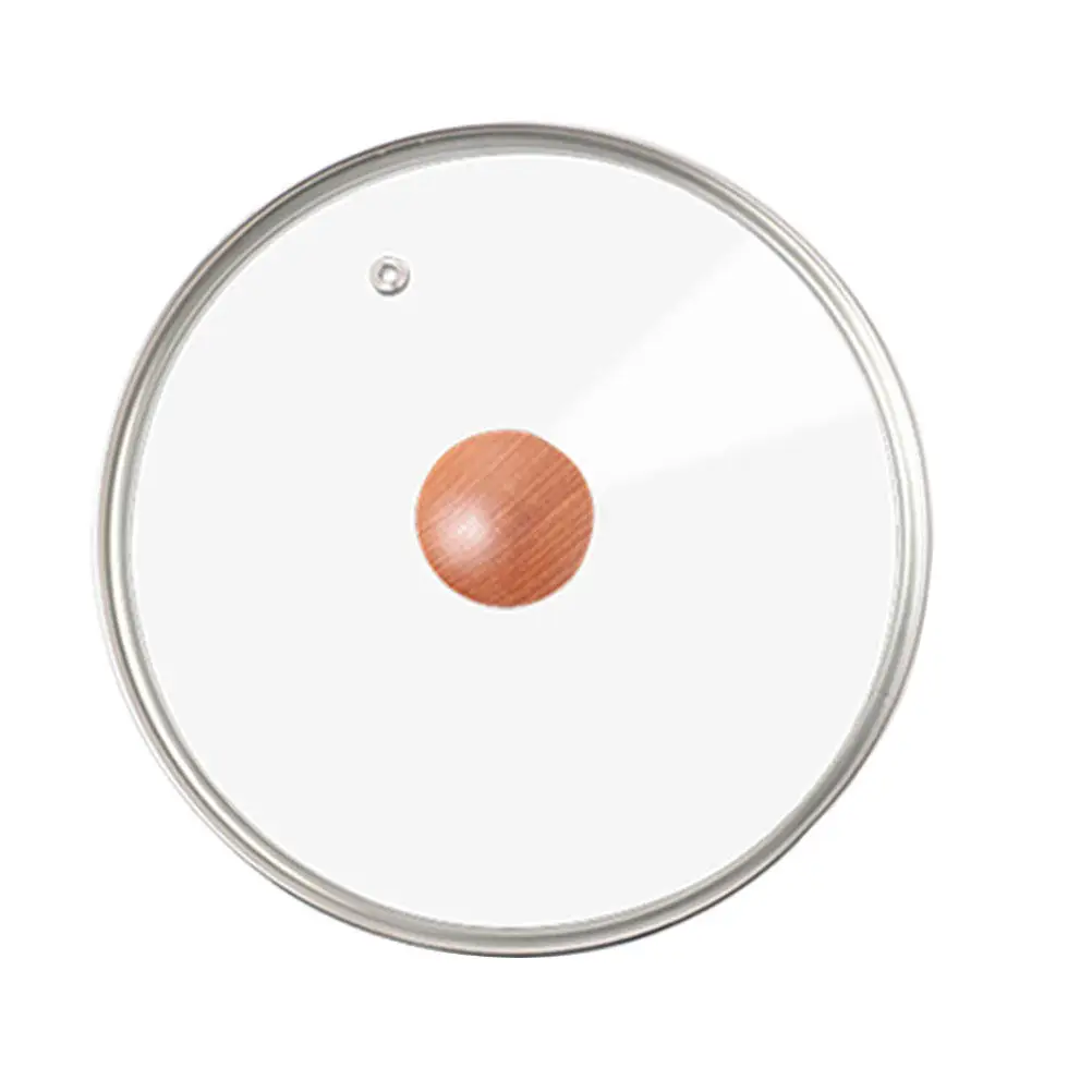 Tempered Glass Lid Wood Handle Sturdy Universal Pot Cover Kitchen Cooking Visible Pan Lid Home Restaurant Canteen Use