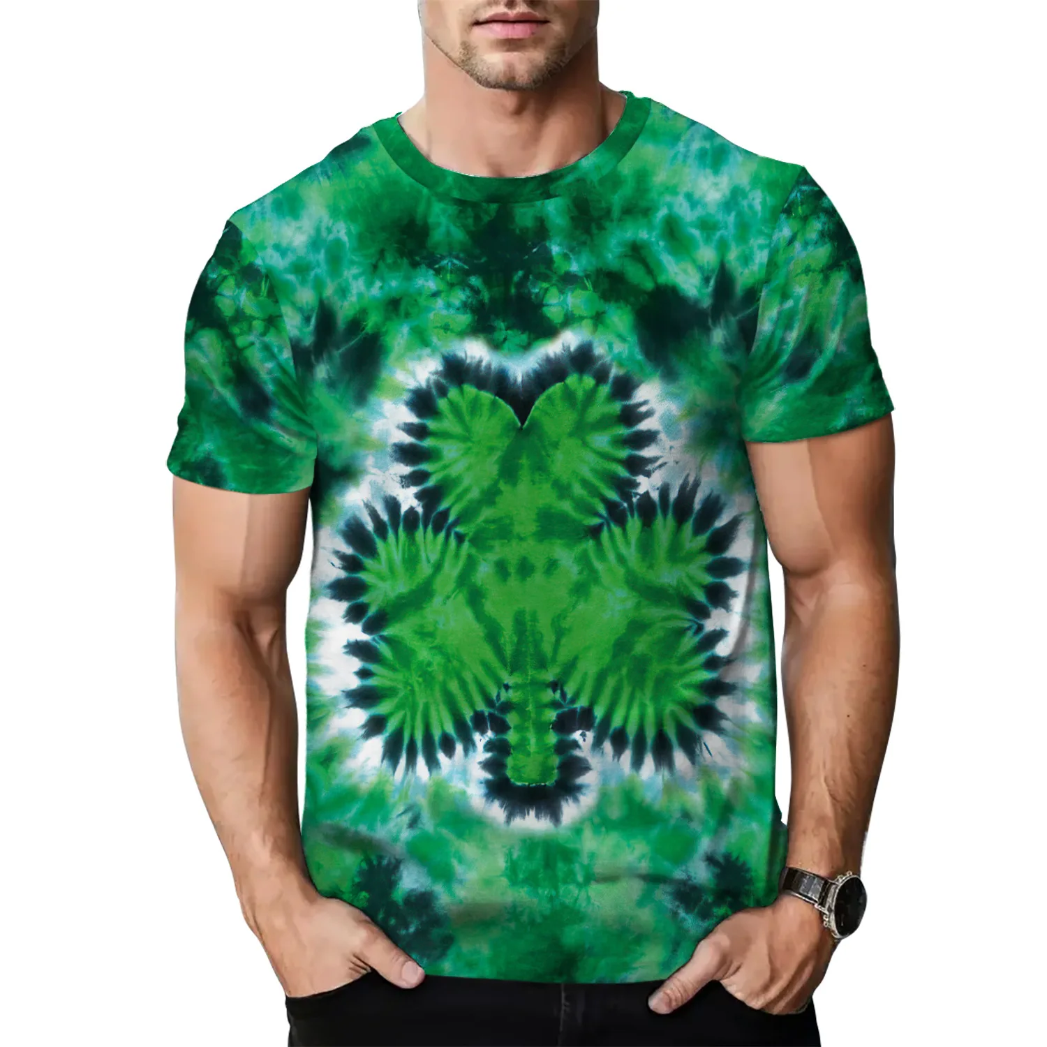 Men's St Patricks Day T-Shirts 3D Printed Novelty Clover Leaves Pattern Tees Shirt Summer Casual Short Sleeve Oversized Tshirt