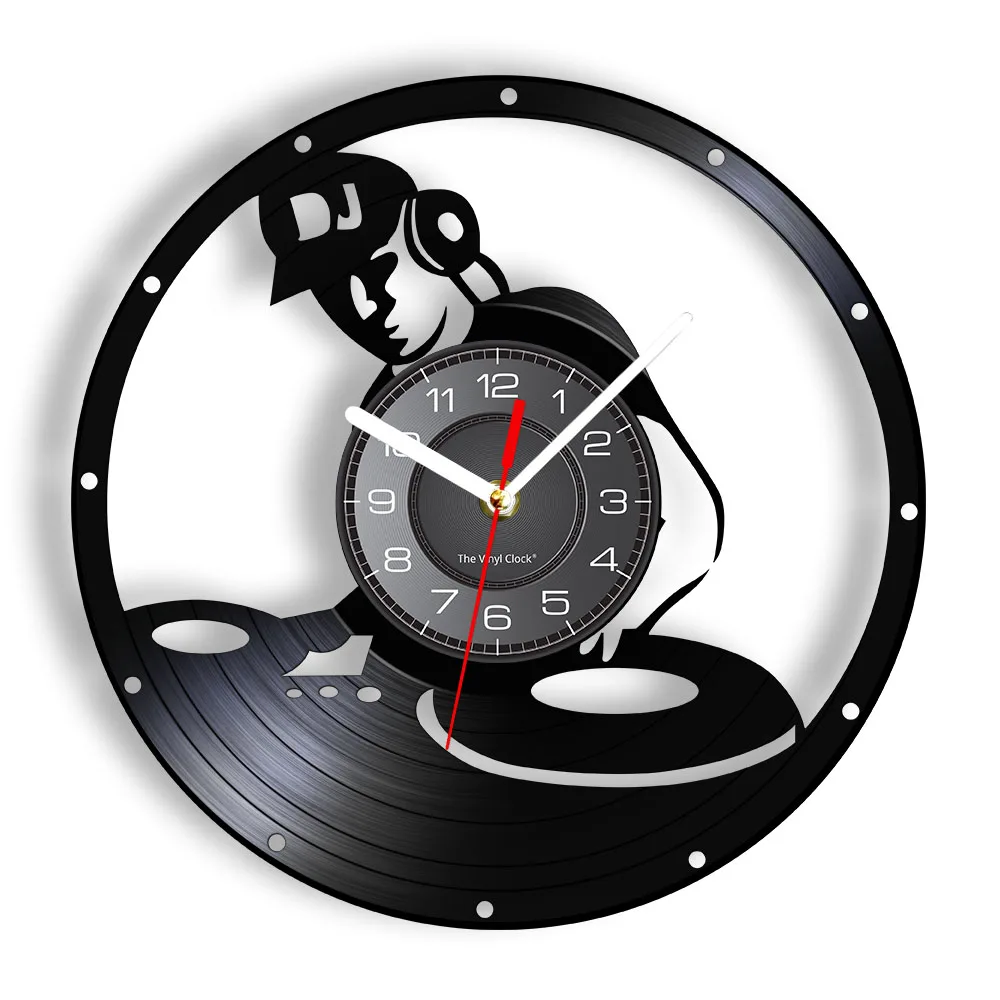 DJ Mixer Vintage Vinyl Record Clock Electronic Music Room Decoration Music Disc Jockey Mixing Turntables Vinyl LP Wall Clock